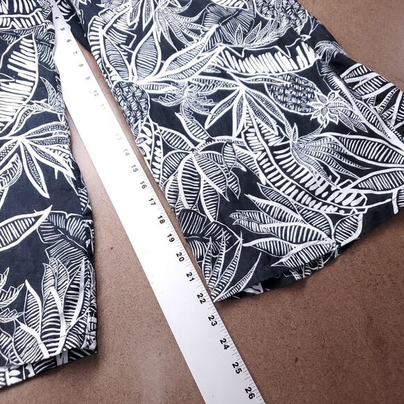 Christian Siriano Pants Women M B&W Linen Tropical Wide Leg Casual Boho Resort - Picture 7 of 10